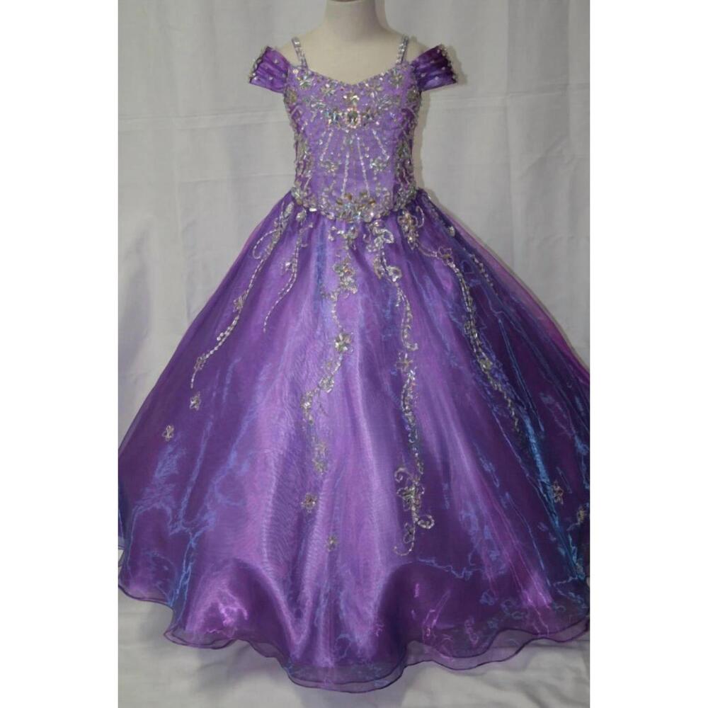 NEW LITTLE ROSIE girl's glitz pageant dress in purple